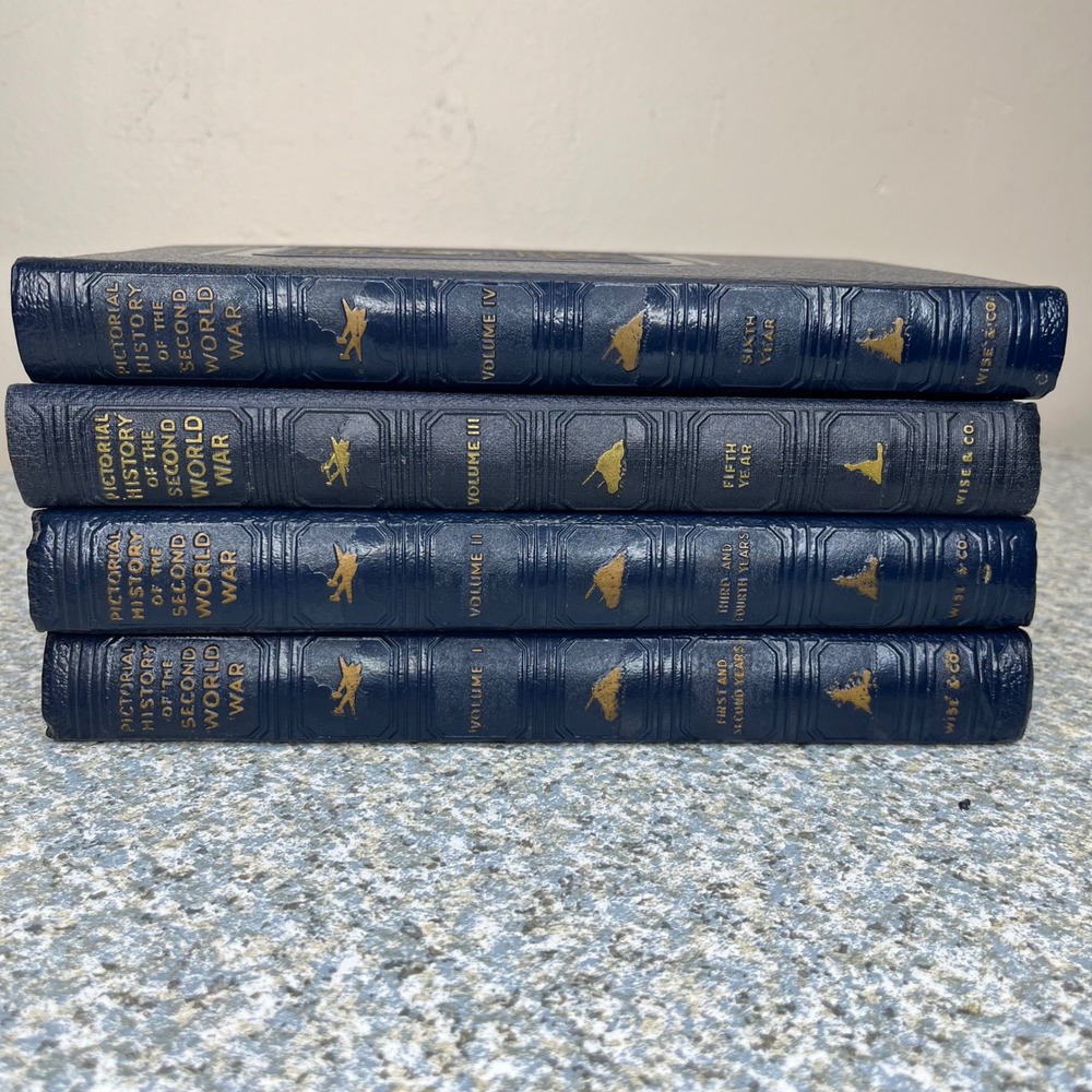 Vintage 1940s Pictorial History of the Second World War WWII Hardcover 4 Vol Set